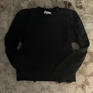 Tibi black padded shoulder crew neck